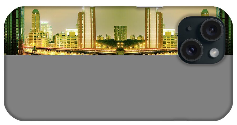 Dreamlike iPhone Case featuring the photograph Mirrored Skyline Of Jersey City by Silvia Otte