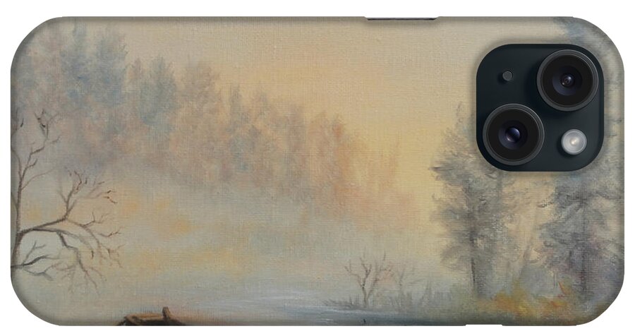 Luczay iPhone Case featuring the painting Misty Morning by Katalin Luczay