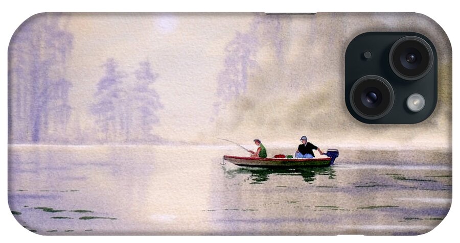 Banks Lake iPhone Case featuring the painting Misty Sunrise On The Lake by Bill Holkham