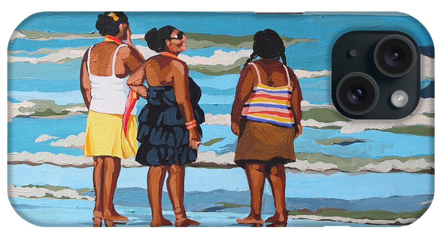Beach iPhone Case featuring the painting Mocha Shouldered Ladies by Melinda Patrick