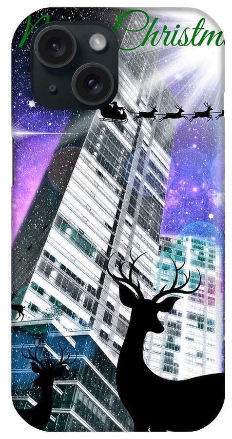 Merry Christmas iPhone Case featuring the photograph Mod Cards - It's Christmastime In The City V - Merry Christmas by Aurelio Zucco
