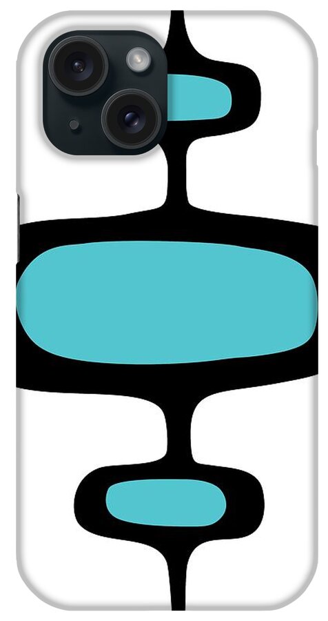Mid Century Modern iPhone Case featuring the digital art Mod Pod One Black on White by Donna Mibus