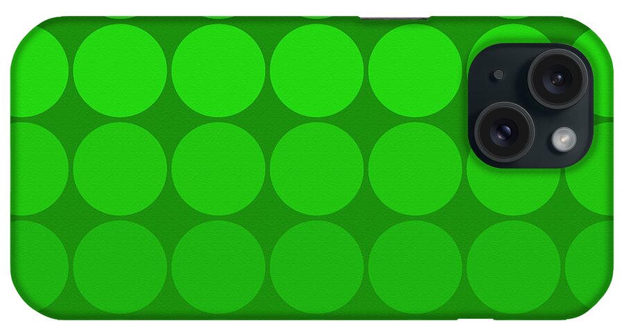 Mod Pop iPhone Case featuring the digital art Mod Pop Circles Green Tones by Denise Beverly