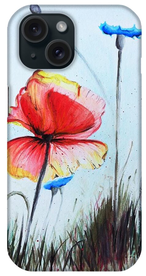 Mohnwiese iPhone Case featuring the painting Mohnwiese by Katharina Bruenen