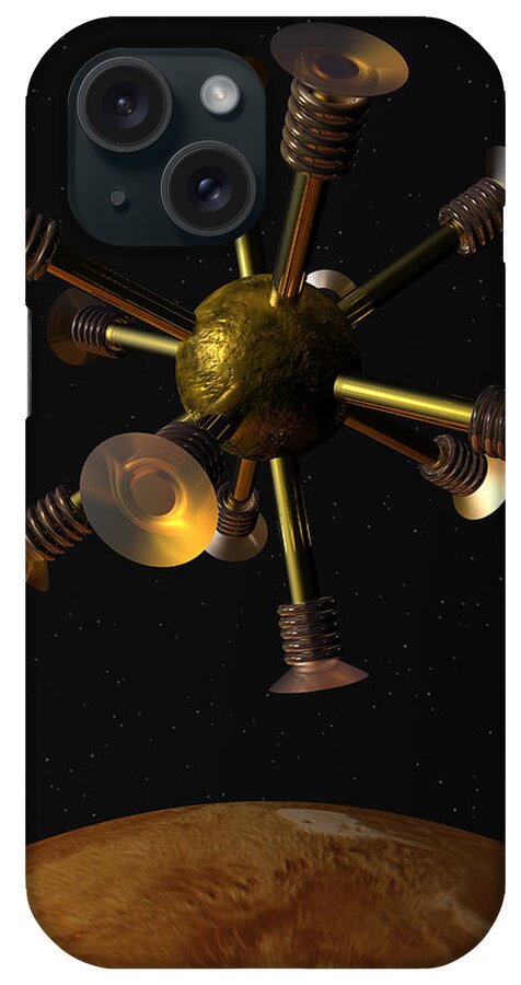 3d Art: 3d Art; Abstract: Geometric; Science Fiction & Fantasy: Dreamscapes; Science Fiction & Fantasy: Space iPhone Case featuring the digital art Momentary Sputnik 15 by Ann Stretton