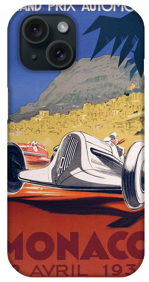 F1 iPhone Case featuring the digital art Monaco Grand Prix 1935 by Georgia Clare