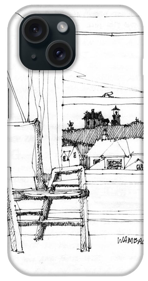 Monhegan Island iPhone Case featuring the drawing Monhegan Dawn Island Inn by Richard Wambach