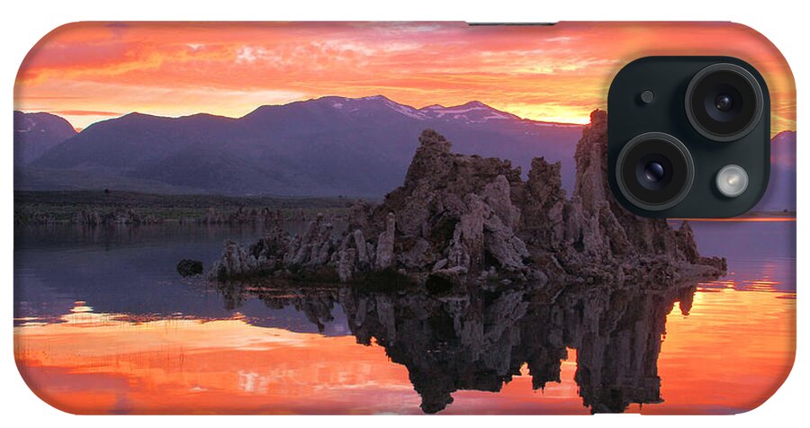 Mono Lake Sunset iPhone Case featuring the photograph Mono Lake Fiery Sunset by Adam Jewell
