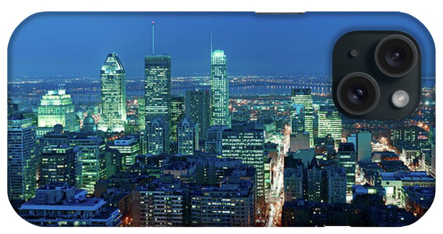 Scenics iPhone Case featuring the photograph Montreal Downtown At Night. Very Large by Costint