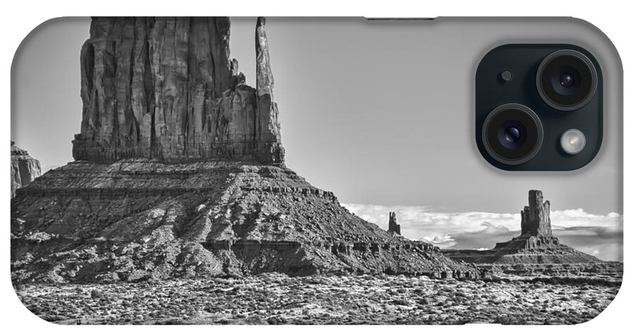  Monument Valley Photographs iPhone Case featuring the photograph Monument Valley 3 BW by Ron White