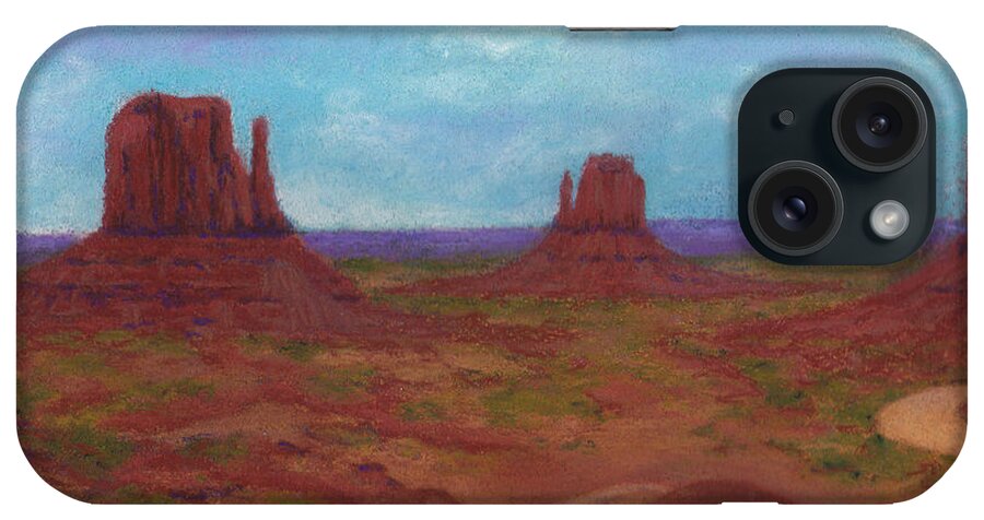 Navajo Land iPhone Case featuring the pastel Monument Valley by Anne Katzeff