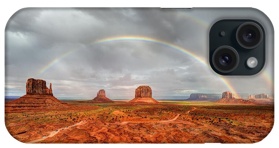Mark Whitt iPhone Case featuring the photograph Monument Valley Double Rainbow by Mark Whitt