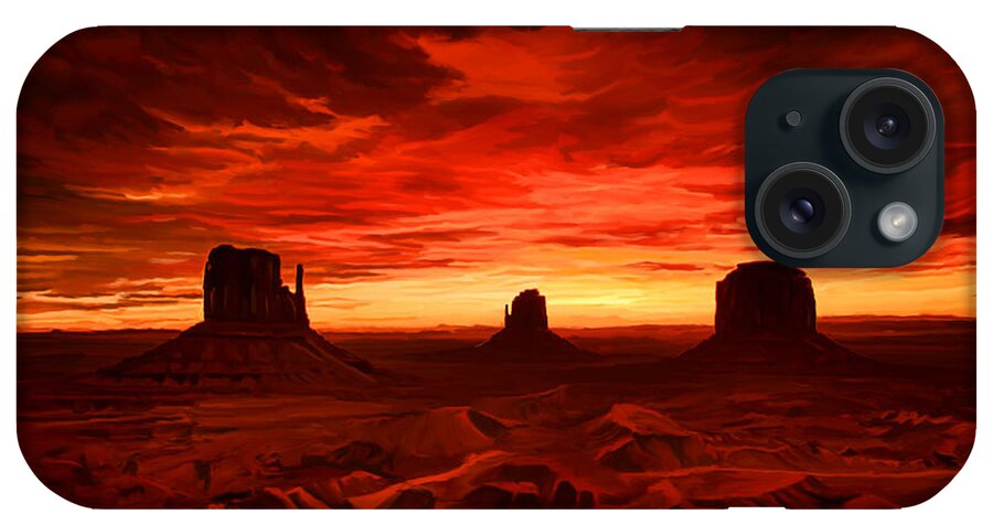 Sunset iPhone Case featuring the painting Monument Valley Sunset by Tim Gilliland