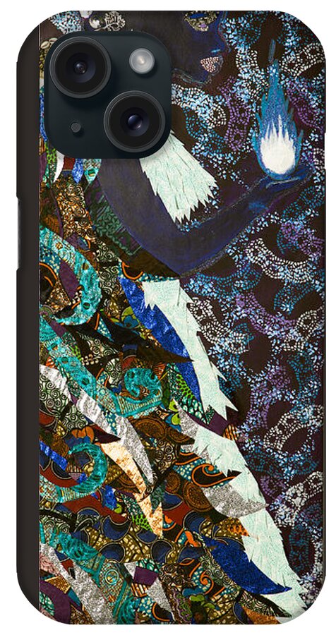African iPhone Case featuring the tapestry - textile Moon Guardian - The Keeper of the Universe by Apanaki Temitayo M