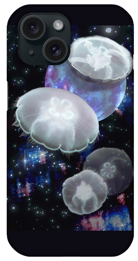 Moon Jellies iPhone Case featuring the digital art Moon Jellies 2 by Lisa Yount
