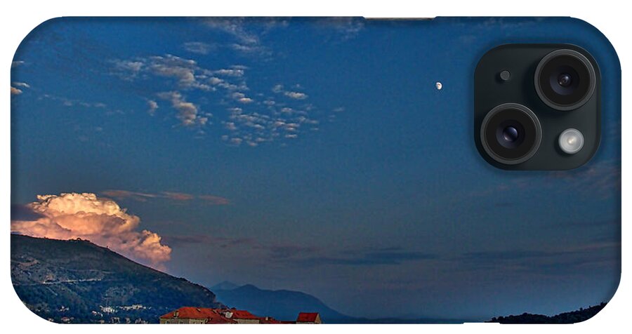 Dubrovnik iPhone Case featuring the photograph Moon Over Dubrovnik's Walls by Stuart Litoff