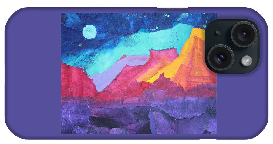 Landscape iPhone Case featuring the painting Moon Over Sedona by Nancy Jolley