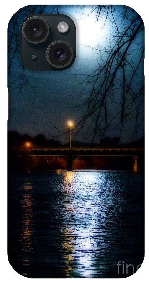 Moon iPhone Case featuring the photograph Moon Set Lake Pleasurehouse by Angela DeFrias