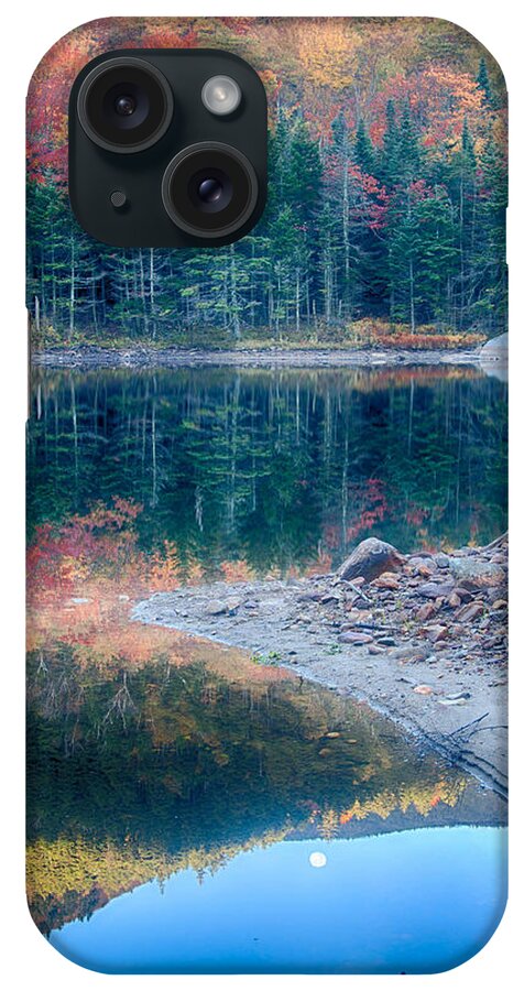 Autumn iPhone Case featuring the photograph Moon Setting Fall Foliage Reflection by Jeff Folger