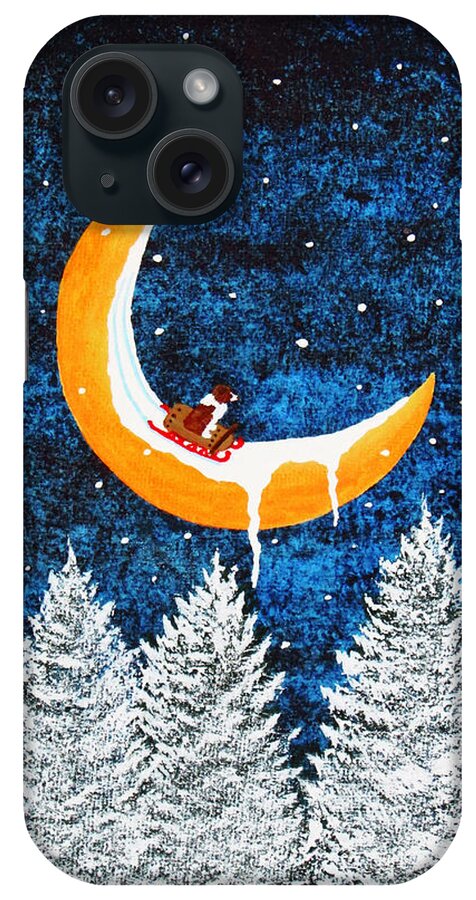Australian iPhone Case featuring the painting Moon Sledding by Todd Young