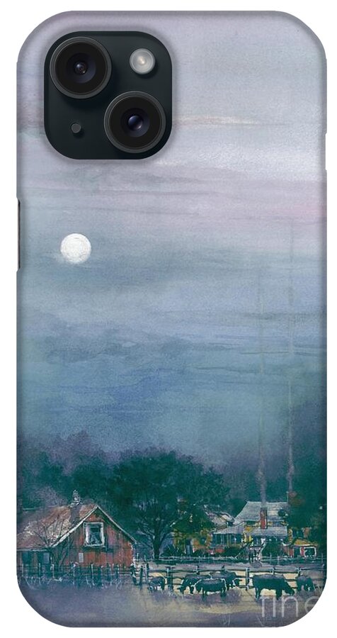  iPhone Case featuring the painting Moonlight Farm by Tim Oliver