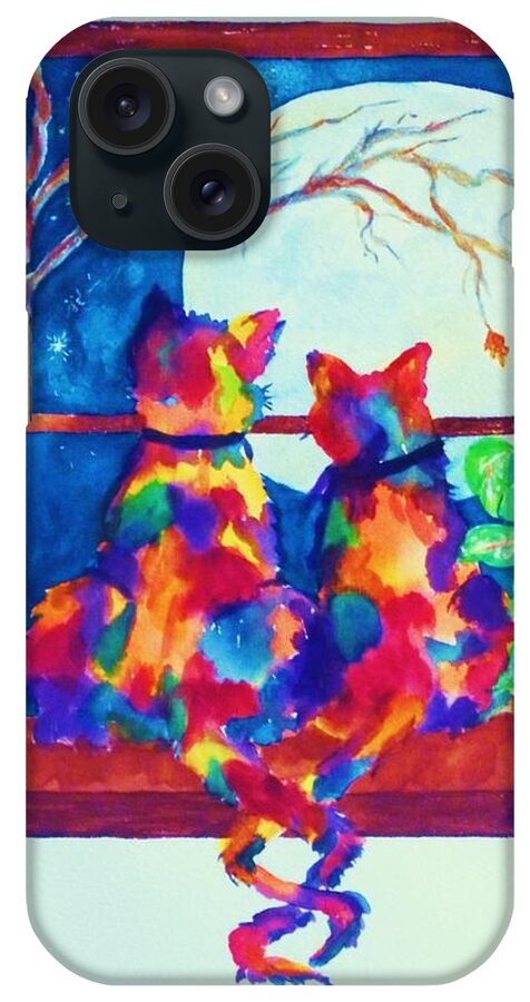 Cats iPhone Case featuring the painting Moonstruck ll by Ellen Levinson