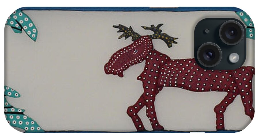 Moose iPhone Case featuring the sculpture Moose Coming Home For Christmas by Robert Margetts