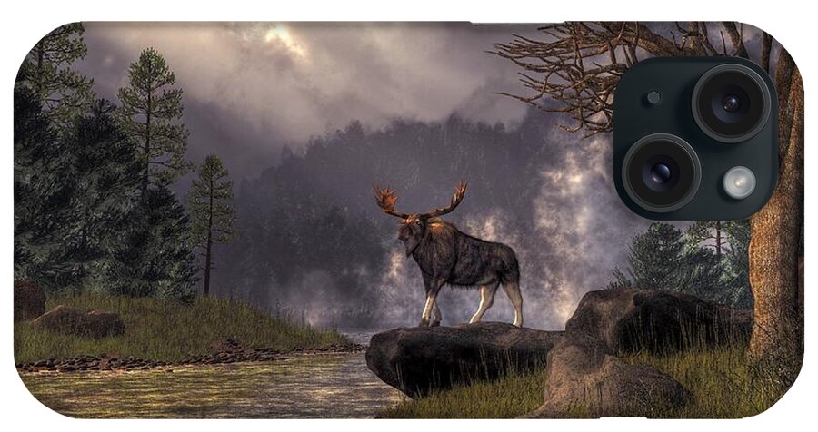 Moose In The Adirondacks iPhone Case featuring the digital art Moose in the Adirondacks by Daniel Eskridge