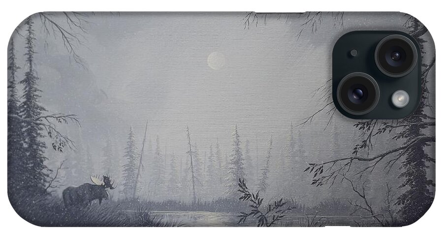 Moose iPhone Case featuring the painting Moose Swanson River Alaska by Richard Faulkner
