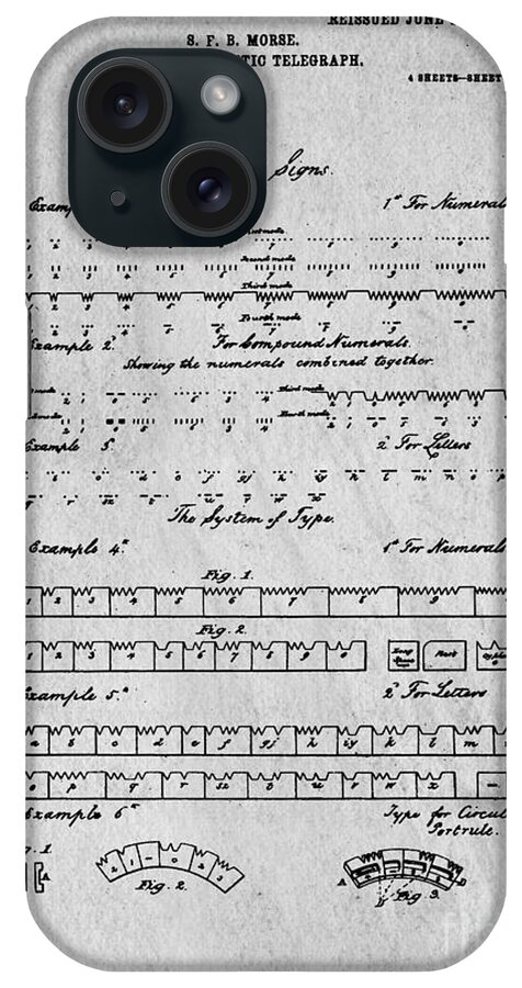 Patent iPhone Case featuring the digital art Morse Code Original Patent by Edward Fielding