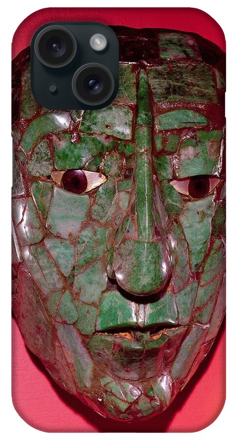 Maya iPhone Case featuring the photograph Mosaic Mask, From Palenque, Chiapas Jade by Mayan