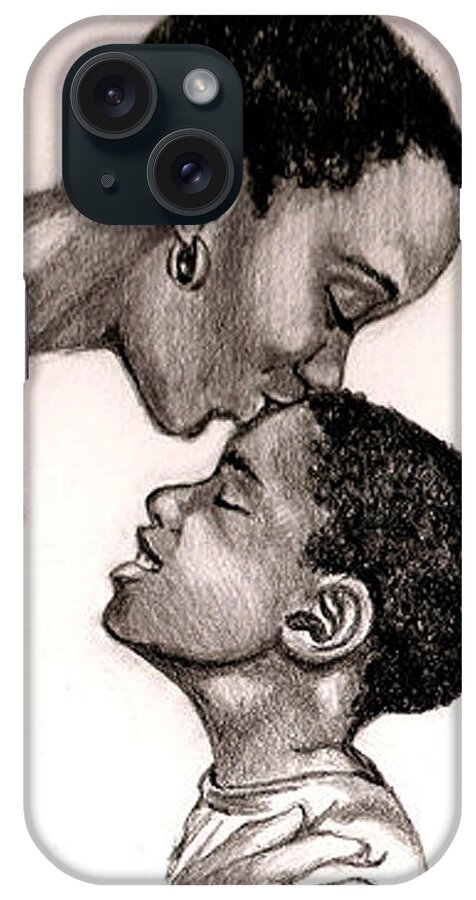 Hair iPhone Case featuring the drawing Mothers Kiss by Terri Meredith