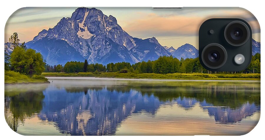 Oxbow Bend iPhone Case featuring the photograph Mount Moran at Sunrise by Teresa Zieba