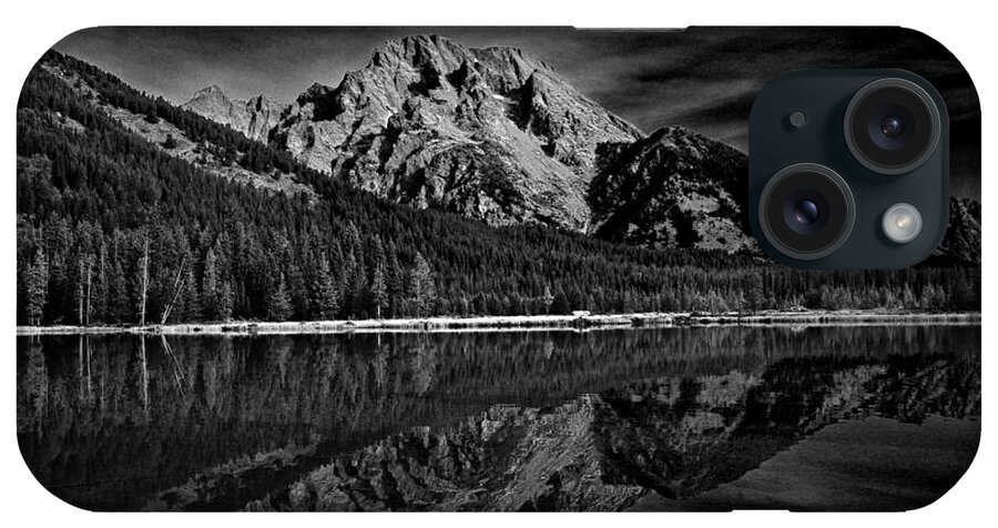 Mount Moran In Black And White iPhone Case featuring the photograph Mount Moran in Black and White by Raymond Salani III