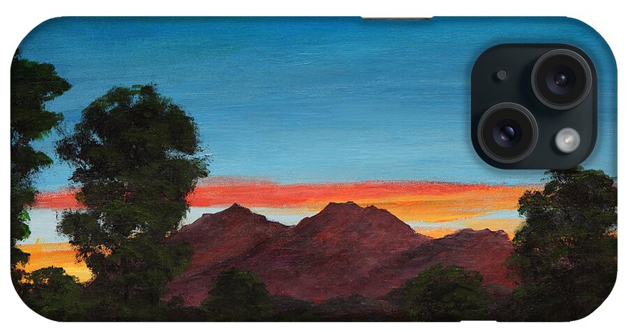 Mountain iPhone Case featuring the painting Mountain at Night by Masha Batkova