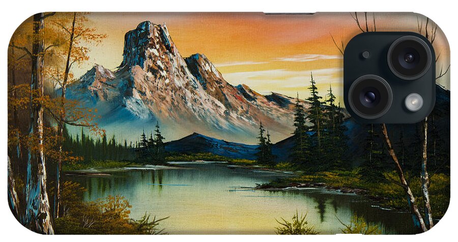 Landscape iPhone Case featuring the painting Sunset Lake by Chris Steele