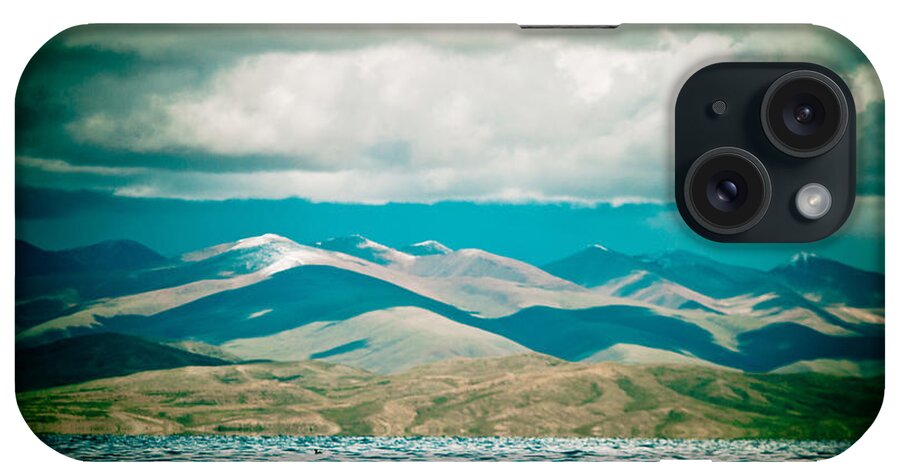 Mountains iPhone Case featuring the photograph Mountain lake in tibet Manasarovar by Raimond Klavins