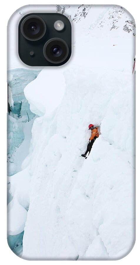 Nature iPhone Case featuring the photograph Mountain Rangers Practise A Crevasse by Menno Boermans