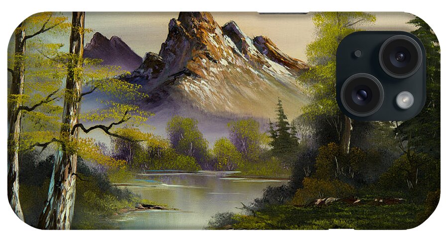 Landscape iPhone Case featuring the painting Mountain Evening by Chris Steele