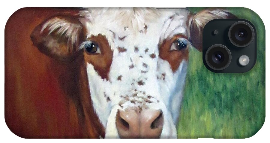 Cow iPhone Case featuring the painting Ms Eloise by Cheri Wollenberg