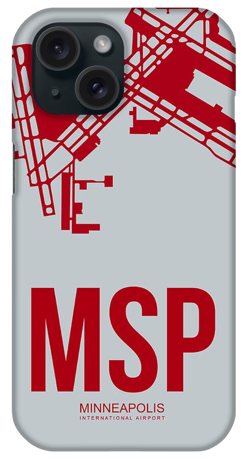 Minneapolis iPhone Case featuring the digital art MSP Minneapolis Airport Poster 3 by Naxart Studio