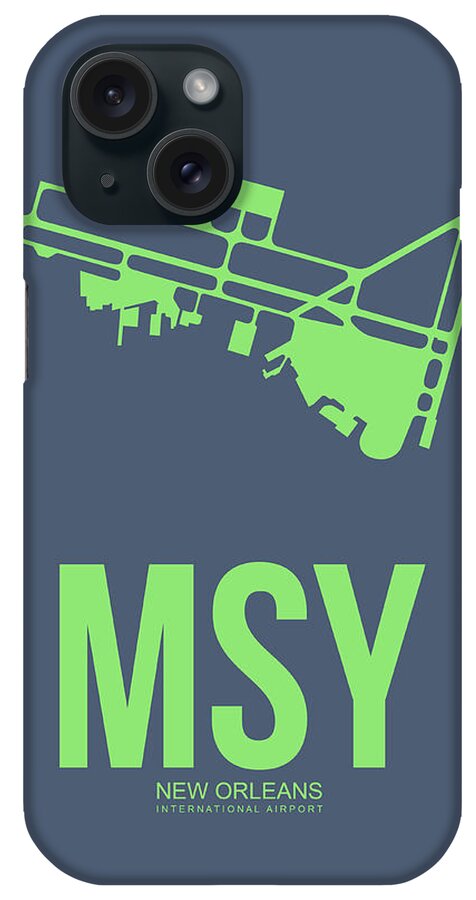 New Orleans iPhone Case featuring the digital art MSY New Orleans Airport Poster 2 by Naxart Studio