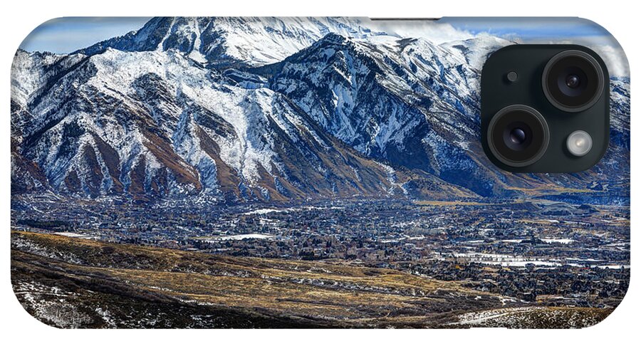 Wasatch Mountains iPhone Case featuring the photograph Mt. Timpanogos in Winter from Utah Valley by Gary Whitton