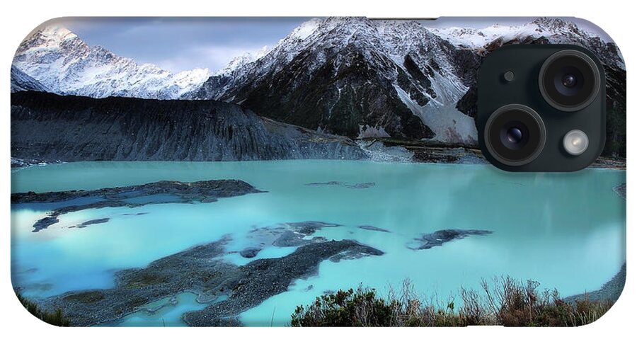 Scenics iPhone Case featuring the photograph Mueller Glacier Lake And Mount Cook At by Nora Carol Photography