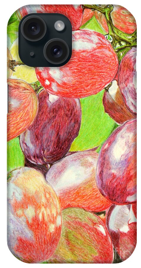 Grapes iPhone Case featuring the drawing Multi Coloured Grapes by Yvonne Johnstone