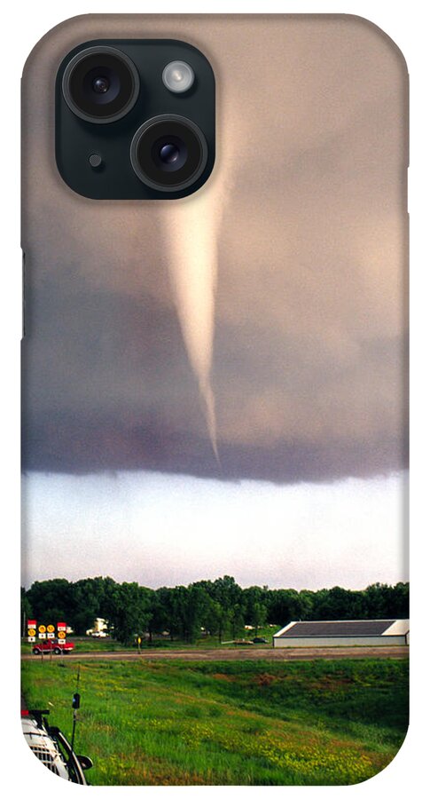 Tornado iPhone Case featuring the photograph Mulvane Tornado with Storm Chasers by Jason Politte