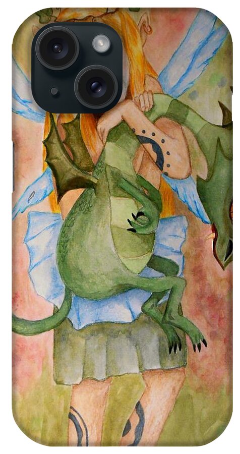 Dragon iPhone Case featuring the painting My Dragon by Carrie Skinner