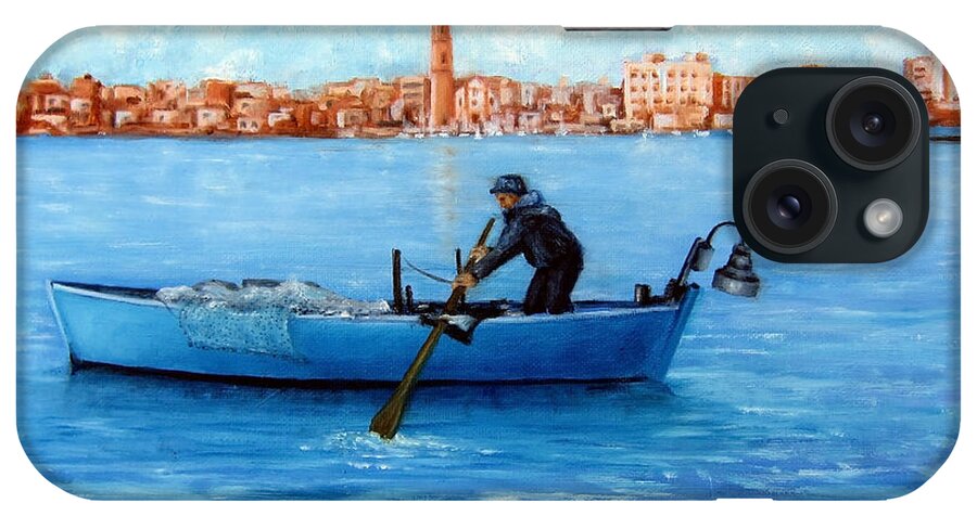 Italian Fisherman iPhone Case featuring the painting The Fisherman from Mola di Bari by Leonardo Ruggieri
