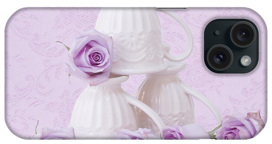 Lavender Roses iPhone Case featuring the photograph My Favorite Cream Lace Mugs by Sandra Foster