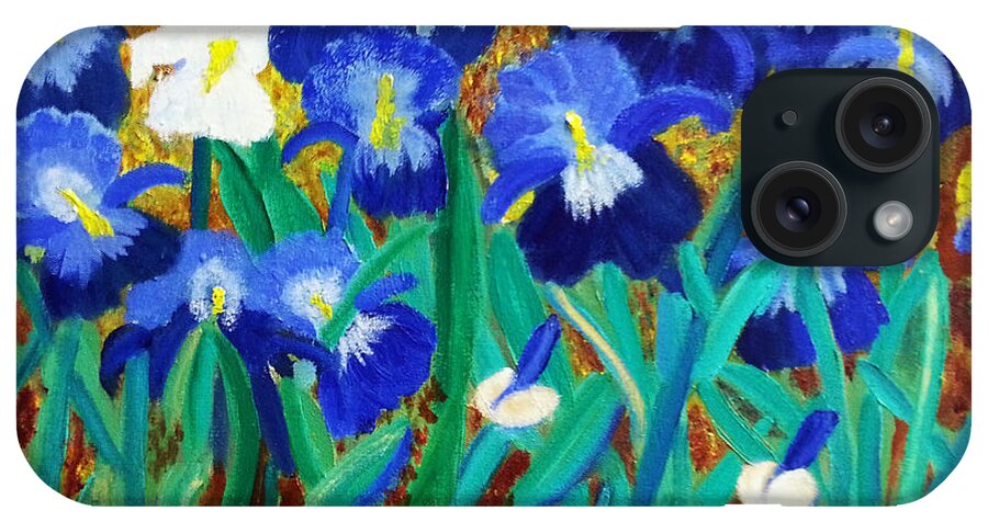 Bearded Iris iPhone Case featuring the painting My Iris - Inspired by VanGogh by Margaret Harmon